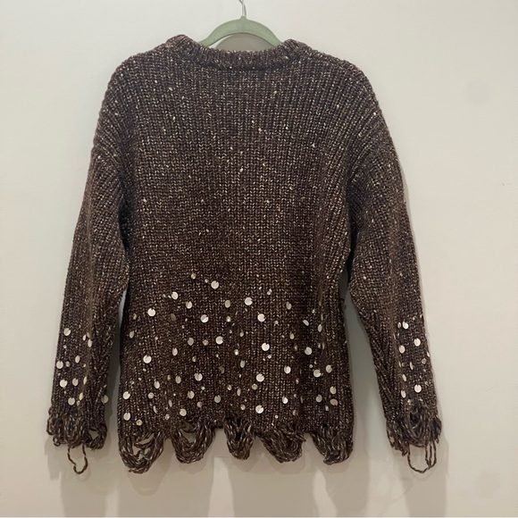 Zara Brown Sweater with Sequin Accents - Picture 3 of 3